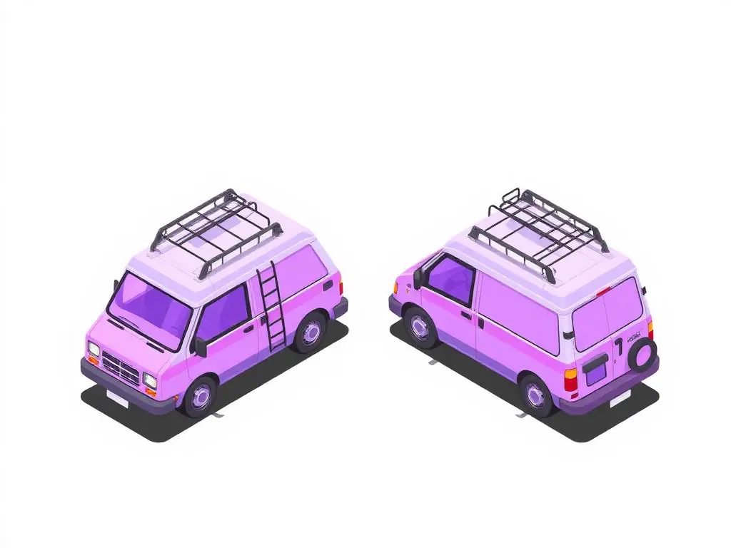 Isometric service vans illustration