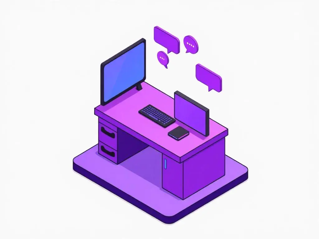 Isometric support desk illustration