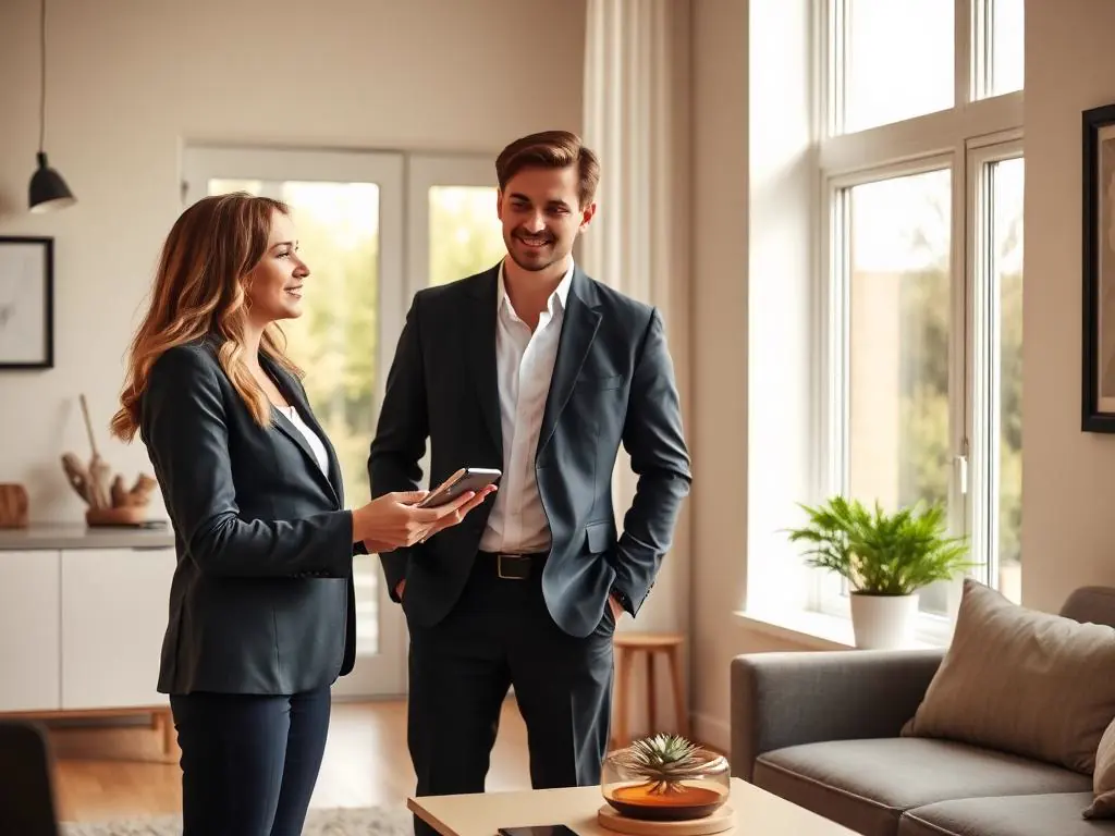 Real estate agent showing a home